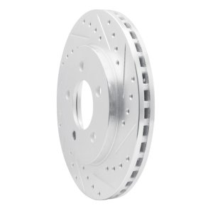 Chrysler Voyager Brake Rotor (1) - Front Right - R1 Concepts - Drilled & Slotted - Silver - `91-`02